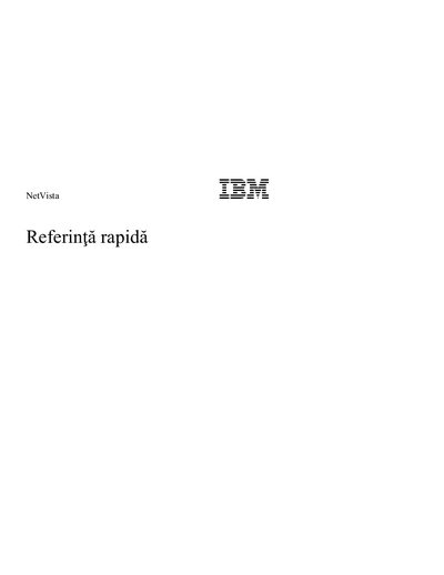 IBM NetVista Quick Reference Guide - cover page