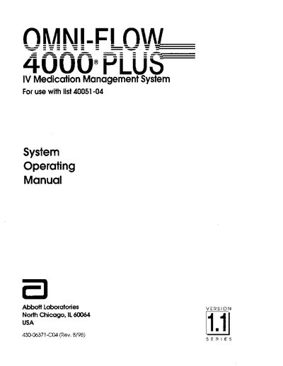 Abbott Omni-Flow 4000 Plus System Operating Manual