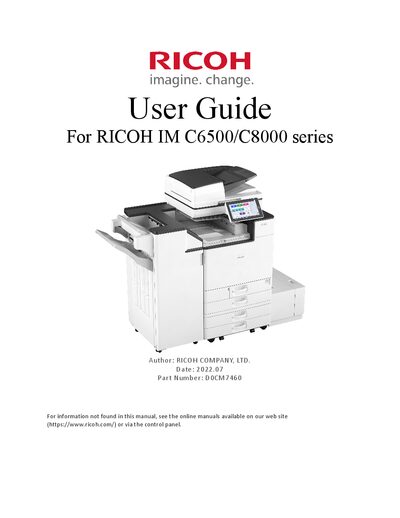 Ricoh IM C6500/C8000 User Manual - cover page