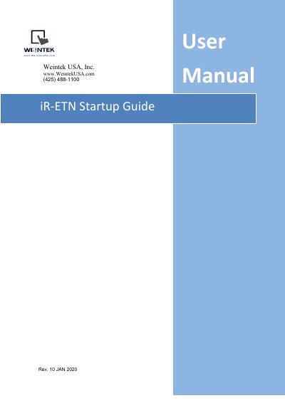 Weintek iR-ETN Startup Guide - cover page