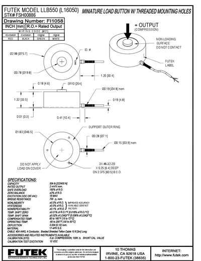 FUTEK MODEL LLB550 (L16050) Data Sheet