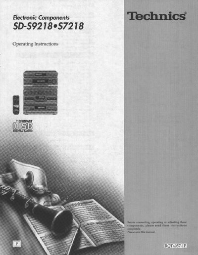 Technics SD-S9218/S7218 Home Theater System Operating Instructions - cover page