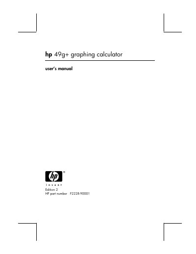 HP 49g+ Graphing Calculator User Manual - cover page