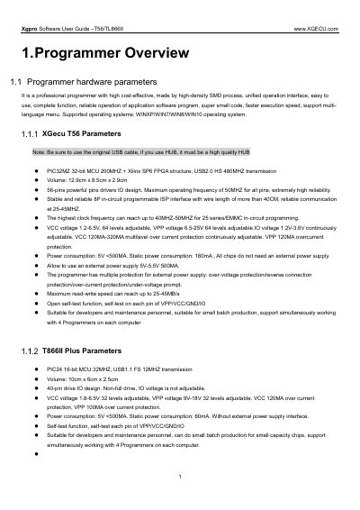 XGecu T56/TL8 66II Programmer User Guide - cover page