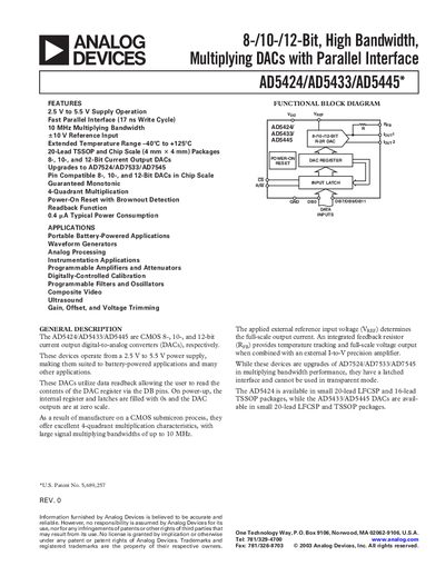 Analog Devices AD5424/AD5433/AD5445 Handbook - cover page