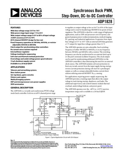Analog Devices ADP1828 Datasheet - cover page