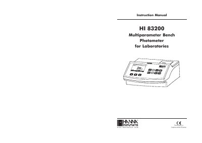 Hanna Instruments HI 83200 Multiparameter Bench Photometer Instruction Manual - cover page