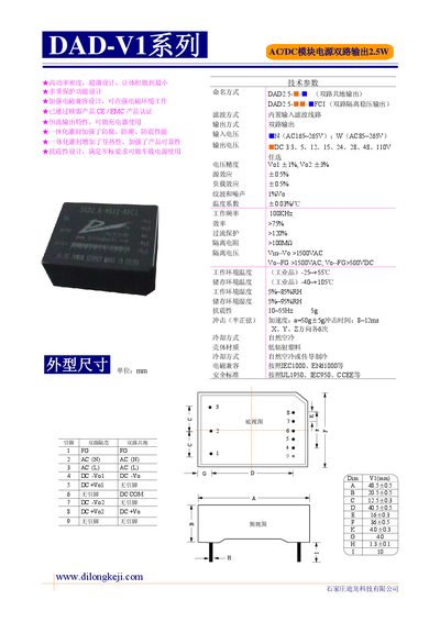 Dilong Technology DAD2.5 Dual-Output Module Power Supply Manual - cover page