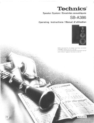 Technics SB-A386 Speaker System Operating Instructions - cover page