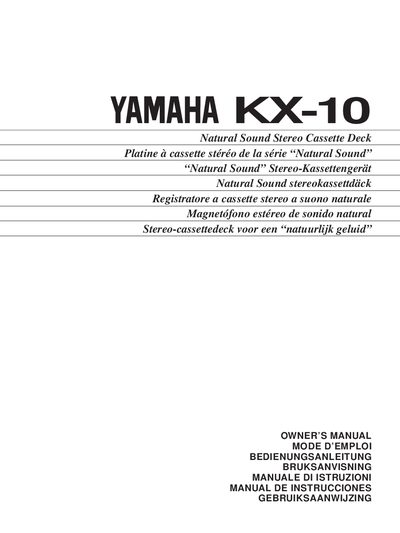 Yamaha KX-10 Stereo Cassette Deck Owner's Manual - cover page