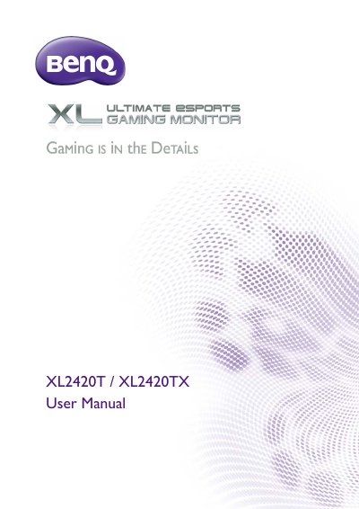 BenQ XL2420T XL2420TX Monitor User Manual - cover page