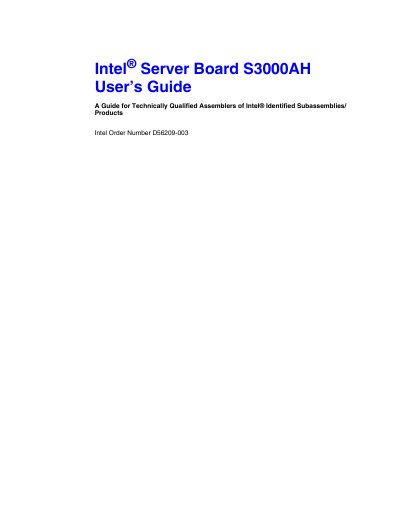 Intel S3000AH Server Board User’s Guide