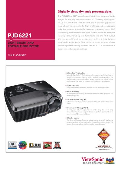 ViewSonic PJD6221 Projector User Manual - cover page