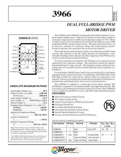 Allegro A3966SLB (SOIC) Datasheet - cover page