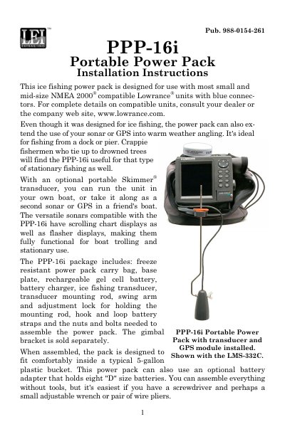 Lowrance PPP-16i Portable Power Pack Installation Instructions - cover page