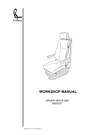ASIENTOS ESTEBAN ISRI 6800/337 Driver Seat Workshop Manual - cover page