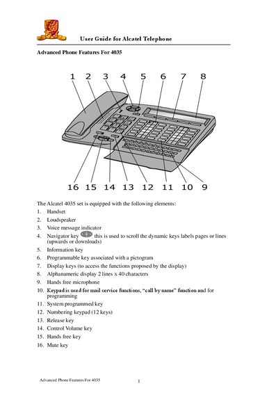 Alcatel 4035 Telephone User Guide - cover page