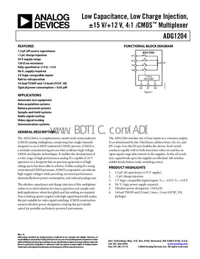 Analog Devices ADG1204 Datasheet - cover page