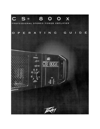 Peavey CS-800X Power Amplifier User Manual - cover page