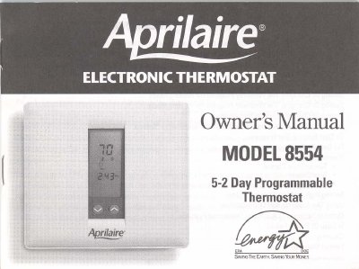 Aprilaire Model 8554 Owner's Manual - cover page