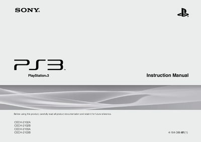 SONY CECH-2102A CECH-2102B CECH-2103A CECH-2103B Manual - cover page