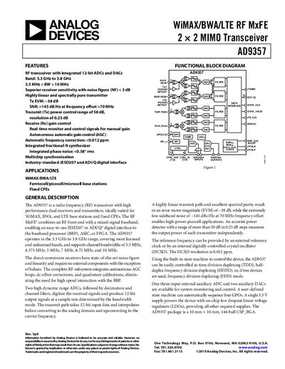 Analog Devices AD9357 Datasheet - cover page