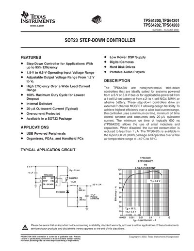 Texas Instruments TPS64200 Datasheet - cover page
