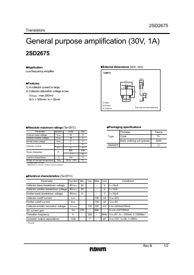 Rohm 2SD2675 Datasheet - cover page