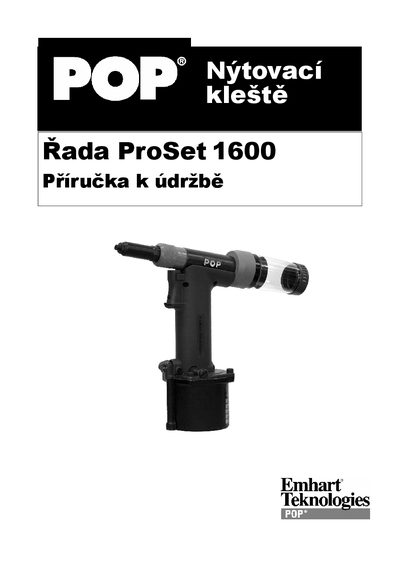 Emhart ProSet 1600 Rivet Pliers Maintenance Manual - cover page