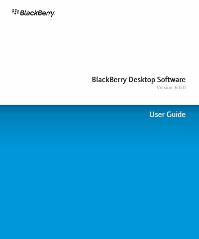 BlackBerry Desktop Software 6.0.0 User Guide - cover page