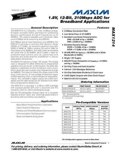 Maxim MAX1214 Datasheet