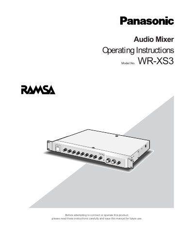 Panasonic WR-XS3 Audio Mixer Operating Instructions - cover page
