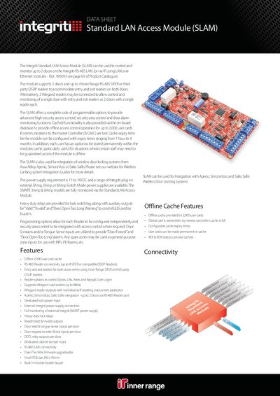 Integriti SLAM Standard LAN Access Module Data Sheet - cover page