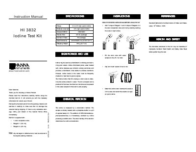 Hanna Instruments HI 3832 Iodine Test Kit Instruction Manual - cover page