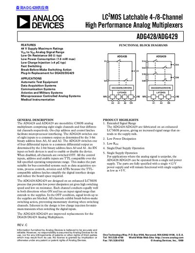 Analog Devices ADG428/ADG429 Datasheet