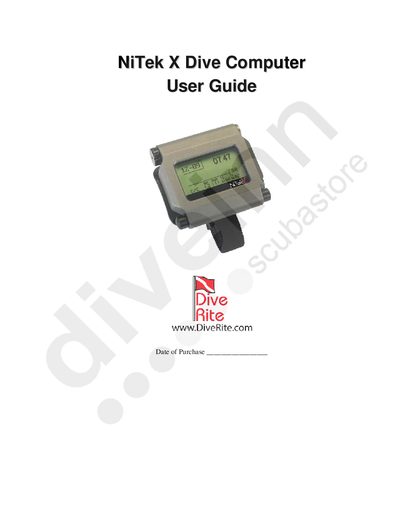 Dive Rite NiTek X Dive Computer User Manual - cover page