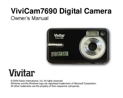 Vivitar ViviCam7690 Digital Camera Owner's Manual - cover page