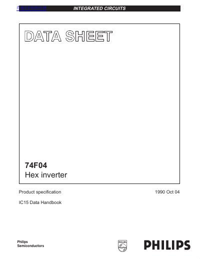 Philips 74F04 Hex Inverter Product Specification - cover page