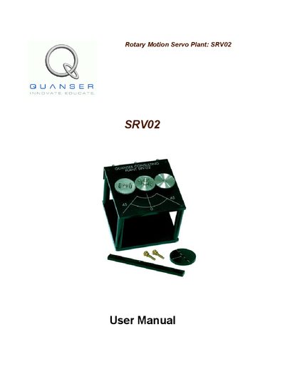 Quanser SRV02 User Manual - cover page