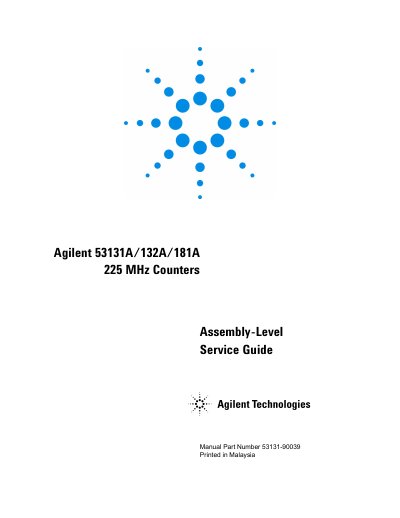 Agilent 53131A/132A/181A 225 MHz Counters Service Manual - cover page