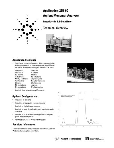 Agilent 265-00 Monomer Analyzer Technical Overview - cover page