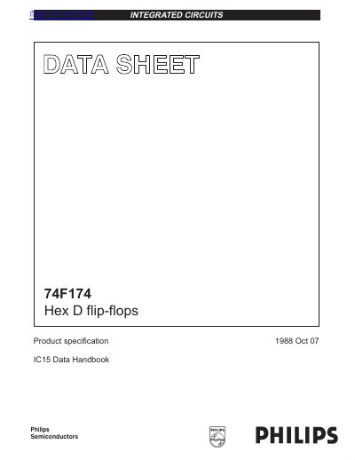Philips 74F174 Hex D Flip-Flops Data Sheet - cover page