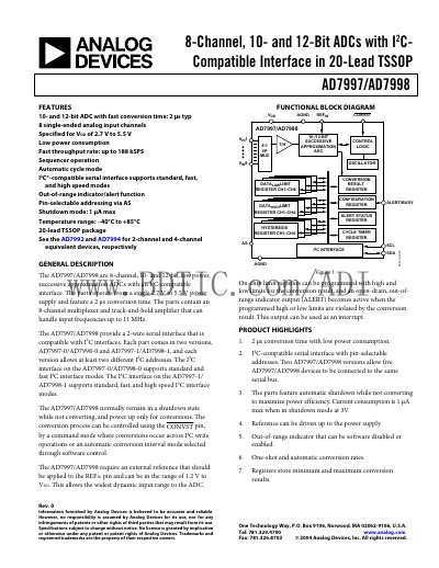 Analog Devices AD7997/AD7998 Datasheet - cover page