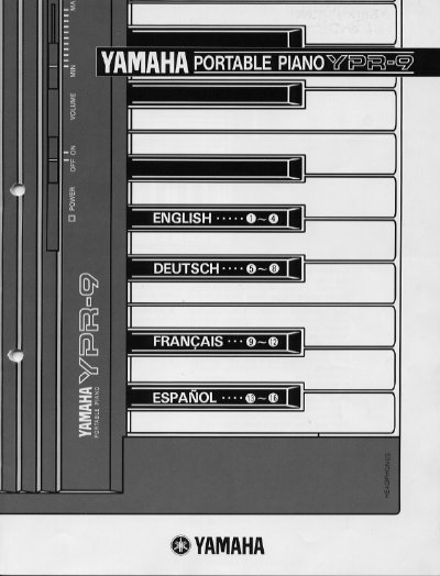 Yamaha YPR-9 Portable Piano User Manual - cover page