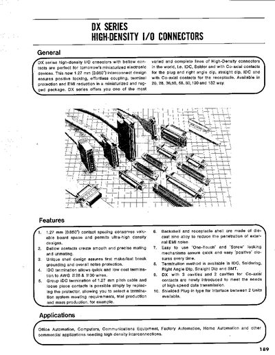 DX Series High-Density I/O Connectors Datasheet - cover page