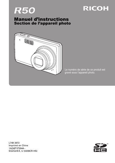 Ricoh R50 Digital Camera User Manual