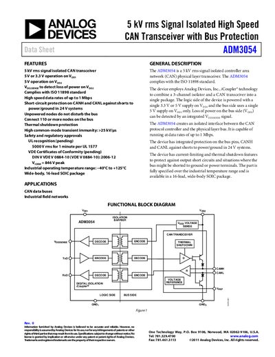 Analog Devices ADM3054 Product Handbook - cover page