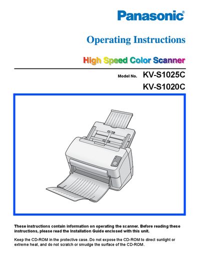 Panasonic KV-S1025C KV-S1020C Operating Instructions - cover page