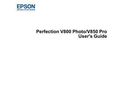 Epson Perfection V800 Photo/V850 Pro Scanner User Guide - cover page
