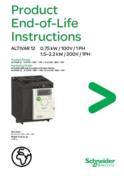 Schneider ALTIVAR12 End-of-Life Instructions - cover page